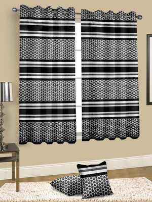 

Cortina 150 cm (5 ft) Jacquard Window Curtain Single Curtain(Striped, Multicolor)