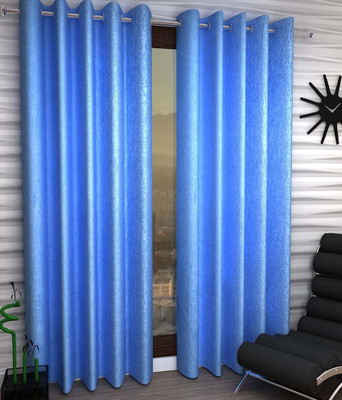 

Panipat Textile Hub 213 cm (7 ft) Polyester Door Curtain (Pack Of 2)(Plain, Blue)