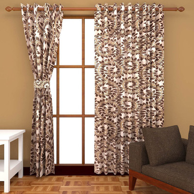 

PHome Decor 213 cm (7 ft) Polyester Door Curtain (Pack Of 2)(Floral, Multicolor)