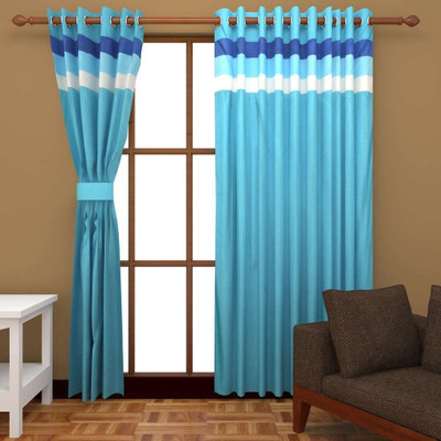 

Super India 152 cm (5 ft) Polyester Window Curtain (Pack Of 2)(Plain, Blue)