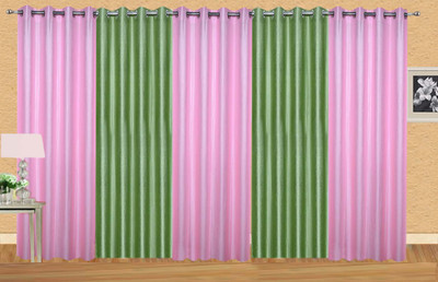 

Stella Creations 275 cm (9 ft) Polyester Long Door Curtain (Pack Of 5)(Solid, Pink, Light Green), Light green;pink