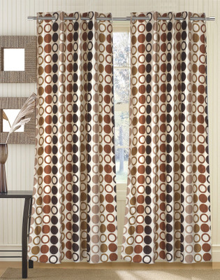 

Trendy Home 203.2 cm (7 ft) Polyester Door Curtain (Pack Of 2)(Geometric, Brown)