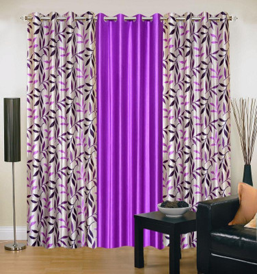 

Export Hub 214 cm (7 ft) Polyester Door Curtain (Pack Of 3)(Abstract, Purple)