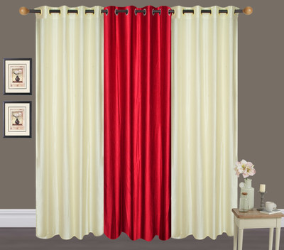 

deepanshi handloom 152 cm (5 ft) Polyester Window Curtain (Pack Of 3)(Plain, Multicolor)