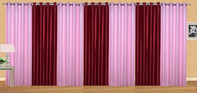 

Ville Style 275 cm (9 ft) Polyester Long Door Curtain (Pack Of 7)(Solid, Pink, Maroon), Maroon;pink