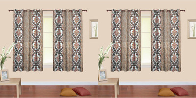 

Cortina 150 cm (5 ft) Polyester Window Curtain (Pack Of 4)(Floral, Brown)