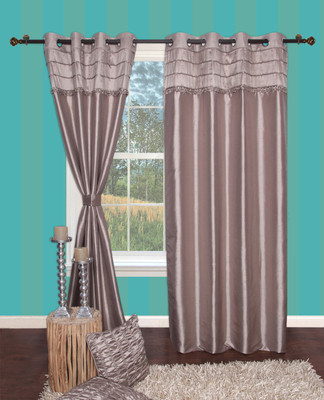 13% OFF on Furniche 152 cm (5 ft) Polyester Window Curtain Single Curtain(Printed, Gray)