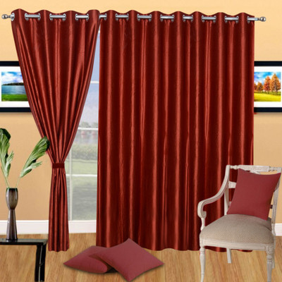 

Excel Bazaar 214 cm (7 ft) Polycotton Door Curtain (Pack Of 3)(Plain, Rust)