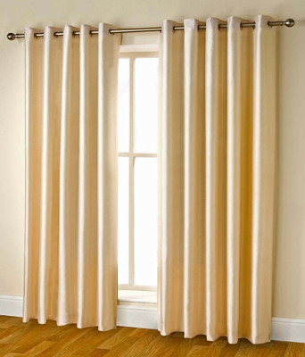 

Styletex 213 cm (7 ft) Polyester Window & Door Curtain (Pack Of 2)(Plain, Gold)