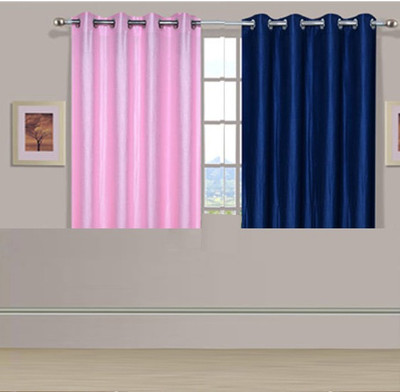 

ExpressionsHome 152 cm (5 ft) Polyester Window Curtain (Pack Of 2)(Solid, Pink, Blue), Blue;pink