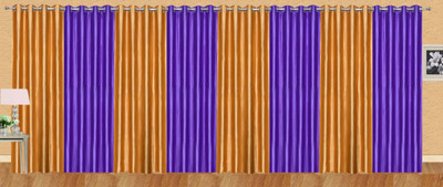 Ville Style 214 cm (7 ft) Polyester Door Curtain (Pack Of 8)(Solid, Gold, Purple)