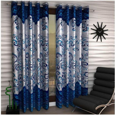 

Italian Fab 274 cm (9 ft) Polyester Long Door Curtain (Pack Of 2)(Floral, Blue)