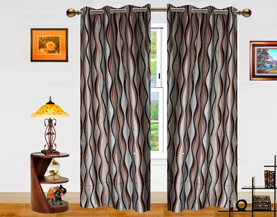 3% OFF on Dekor World 275 cm (9 ft) Polyester Long Door Curtain (Pack Of 2)(Geometric, Brown)
