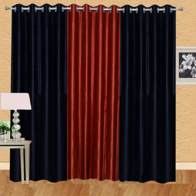 

Excel Bazaar 275 cm (9 ft) Polyester Long Door Curtain (Pack Of 3)(Solid, Black, Rust)