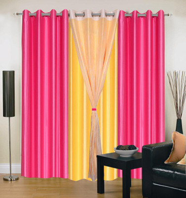 

Livingcreation 213 cm (7 ft) Polyester Door Curtain (Pack Of 4)(Plain, Pink, Yellow)