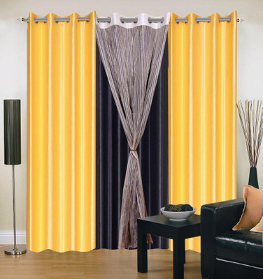 

Livingcreation 213 cm (7 ft) Polyester Door Curtain (Pack Of 4)(Plain, Yellow, Black), Black;yellow