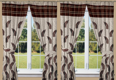 

Threadmix 152 cm (5 ft) Polyester Window Curtain (Pack Of 4)(Self Design, Brown)