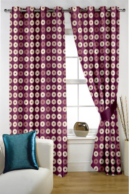 

Threadmx 152.4 cm (5 ft) Polycotton Window Curtain (Pack Of 2)(Geometric, Purple)