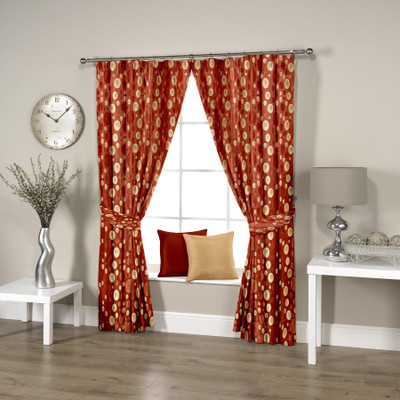 

Threadmix 152 cm (5 ft) Polycotton Window Curtain (Pack Of 2)(Geometric, Red)