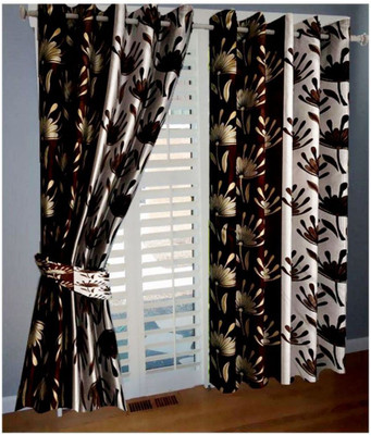 

Decor World 213 cm (7 ft) Polyester Door Curtain (Pack Of 2)(Abstract, Brown)