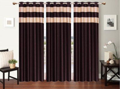 

Furnishing Zone 213 cm (7 ft) Polyester Door Curtain (Pack Of 3)(Plain, Brown)