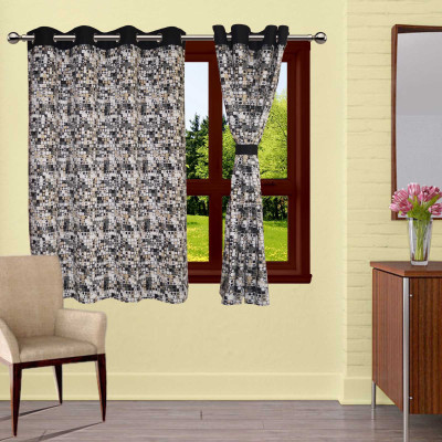 

Lushomes 152.4 cm (5 ft) Cotton Window Curtain Single Curtain(Printed, Black)