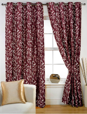 

Story@Home 213.36 cm (7 ft) Jacquard Door Curtain Single Curtain(Abstract, White, Maroon), Maroon;white