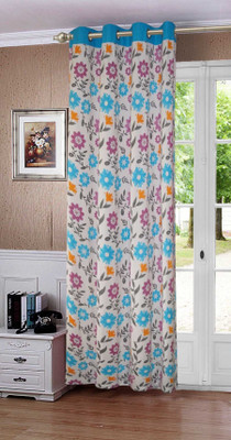 Lushomes 274.32 cm (9 ft) Cotton Long Door Curtain Single Curtain(Printed, Blue)