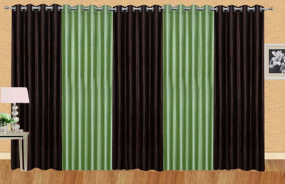 

Ville Style 275 cm (9 ft) Polyester Long Door Curtain (Pack Of 5)(Solid, Brown, Light Green)