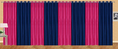 

Ville Style 275 cm (9 ft) Polyester Long Door Curtain (Pack Of 8)(Solid, Pink, Dark Blue), Dark blue;pink
