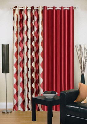 

Stella Creations 275 cm (9 ft) Polyester Long Door Curtain (Pack Of 2)(Printed, Maroon)