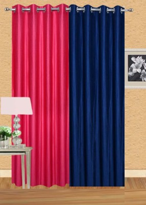 Stella Creations 214 cm (7 ft) Polyester Semi Transparent Door Curtain (Pack Of 2)(Solid, Blue, Pink)