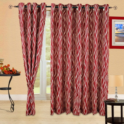 Cortina 210 cm (7 ft) Polyester Door Curtain (Pack Of 2)(Abstract, Maroon)