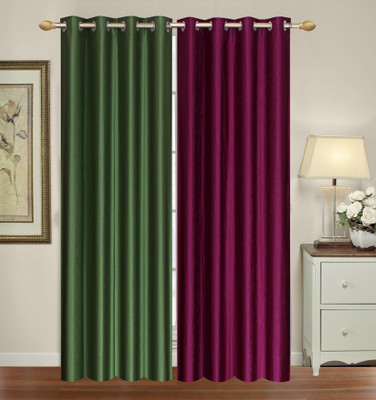 

Furnishing Zone 152 cm (5 ft) Polyester Window Curtain (Pack Of 2)(Plain, Green, Purple)