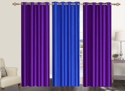 

Furnishing Zone 152 cm (5 ft) Polyester Window Curtain (Pack Of 3)(Plain, Purple, Blue), Blue;purple