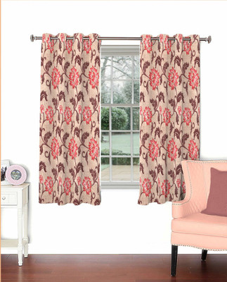 

Skipper 152.4 cm (5 ft) Polyester Window Curtain (Pack Of 2)(Floral, Brown/Red)