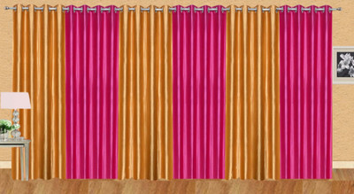 

Ville Style 275 cm (9 ft) Polyester Long Door Curtain (Pack Of 6)(Solid, Gold, Pink)