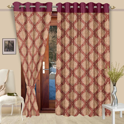 

Cortina 270 cm (9 ft) Polyester Long Door Curtain (Pack Of 2)(Floral, Maroon)