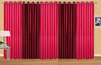 

Stella Creations 275 cm (9 ft) Polyester Long Door Curtain (Pack Of 5)(Solid, Pink, Maroon), Maroon;pink