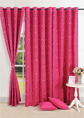 

Swayam 228 cm (7 ft) Cotton Door Curtain Single Curtain(Motif, Pink)