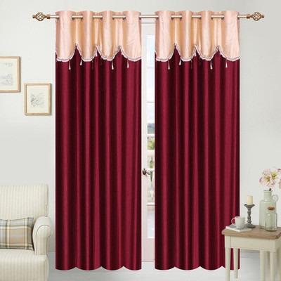 

Veena Fabs 210 cm (7 ft) Polycotton Door Curtain (Pack Of 2)(Plain, Maroon)