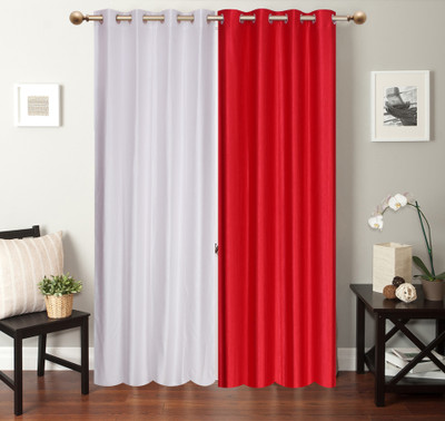 

Furnishing Zone 213 cm (7 ft) Polyester Door Curtain (Pack Of 2)(Plain, White, Peach), Peach;white