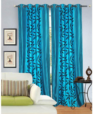 40% OFF on Madhav Product Polyester Door Curtain 213 cm (6.9ft) Pack of 2(Floral Blue)