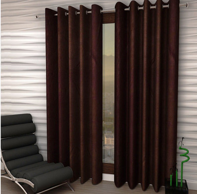 

Italian Fab 152 cm (5 ft) Polyester Window Curtain (Pack Of 4)(Floral, Dark Brown)