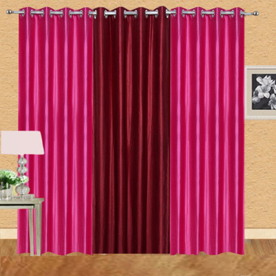 

Excel Bazaar 275 cm (9 ft) Polyester Long Door Curtain (Pack Of 3)(Solid, Dark Pink, Maroon)