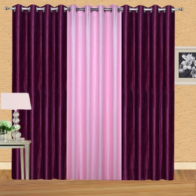 

deepanshi handloom 152 cm (5 ft) Polyester Window Curtain (Pack Of 3)(Plain, Multicolor)