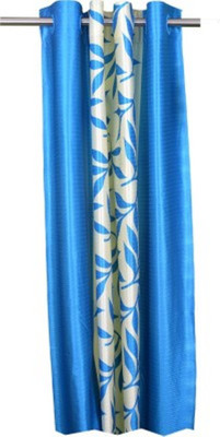 Red Hot 210 cm (7 ft) Polyester Door Curtain Single Curtain(Floral, Blue)