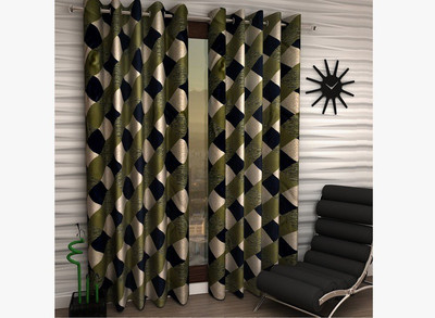

Italian Fab 274 cm (9 ft) Polyester Long Door Curtain (Pack Of 2)(Geometric, Dark Green)
