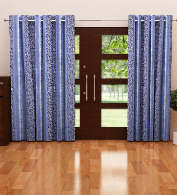 

Home Candy 212 cm (7 ft) Polyester Door Curtain (Pack Of 2)(Floral, Blue)