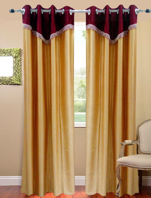 50% OFF on Homefab India 183 cm (6 ft) Polyester Window Curtain (Pack Of 2)(Floral, Beige)